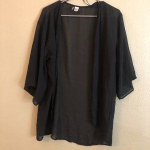 Sheer Black Kimono Style Cover up